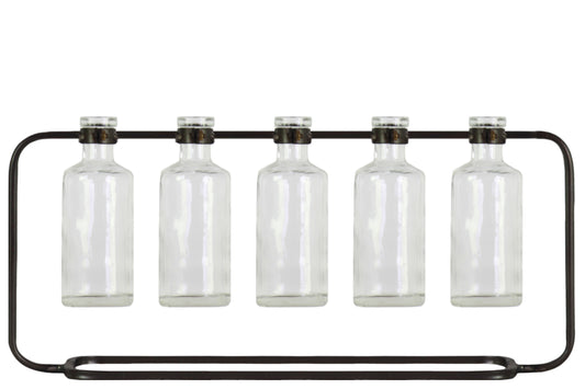 Metal Vase Metallic Finish Gunmetal Gray-7"H