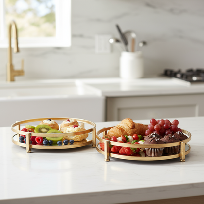 Lainey Metal Round Tray Set