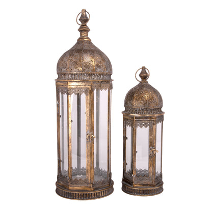 Julien Luxurious Iron Glass Lanterns (Set of 2)