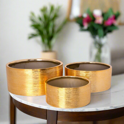 Aurion Brushed Gold Planter Set (Set of 3)