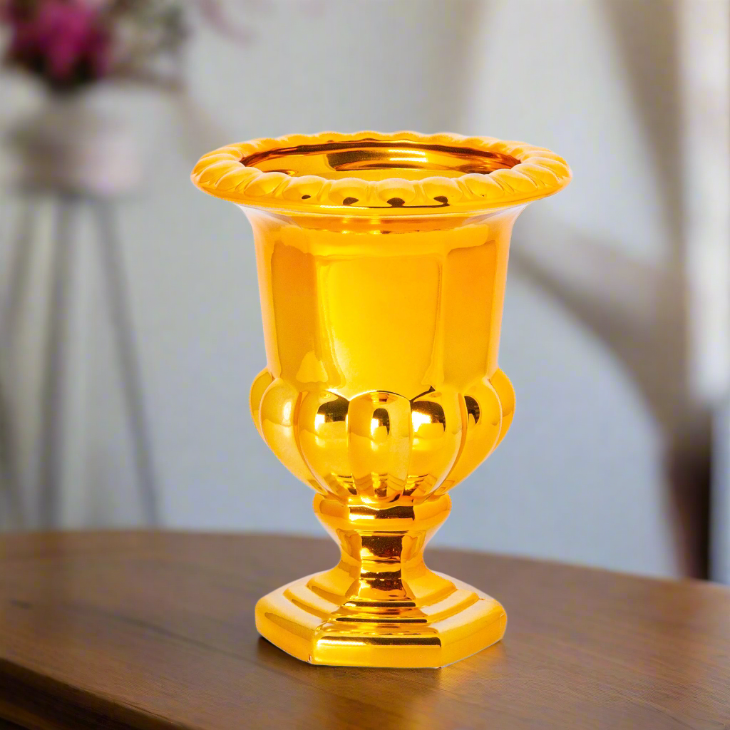 Galen Electroplated Glass Pedestal Urn Vase