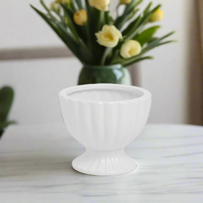 Grellen Rippled Off-White Compote Planters