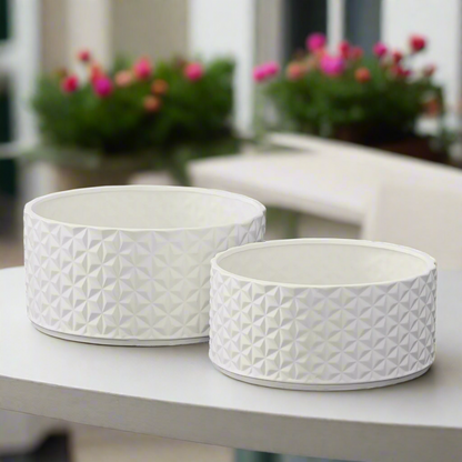 Lumora Diamond Ceramic Wide Pot Set (Set of 2)