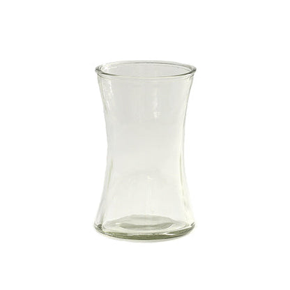 Clear glass vase on a white background