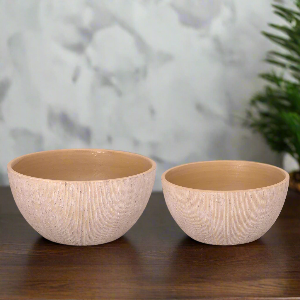 Calvera Dark Khaki Terracotta Pot Set (Set of 2)