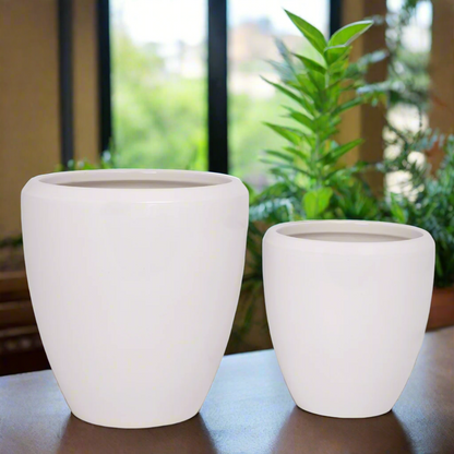 Zylar White Gloss Ceramic Planter Set (Set of 2)