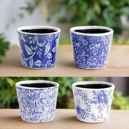 Celestique Ceramic Abstract Pot (Set of 4)