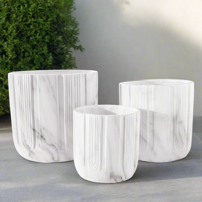 Davina Ceramic Round Planter Set (Set of 3)