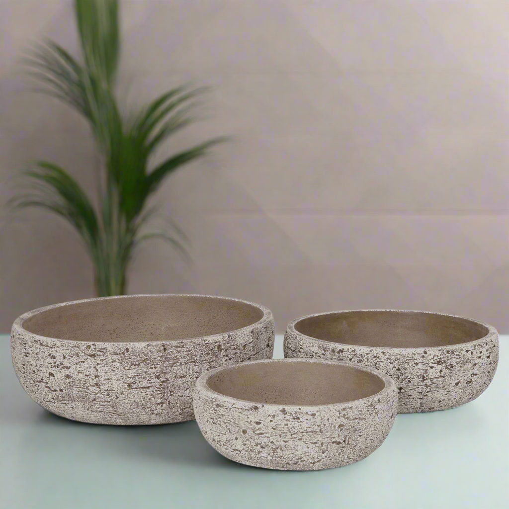 Orva Moss Green Cement Flower Pot Set (Set of 3)