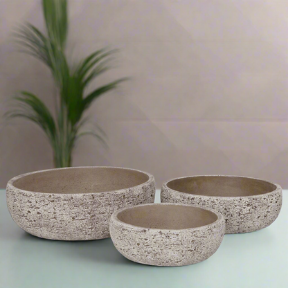 Orva Moss Green Cement Flower Pot Set (Set of 3)