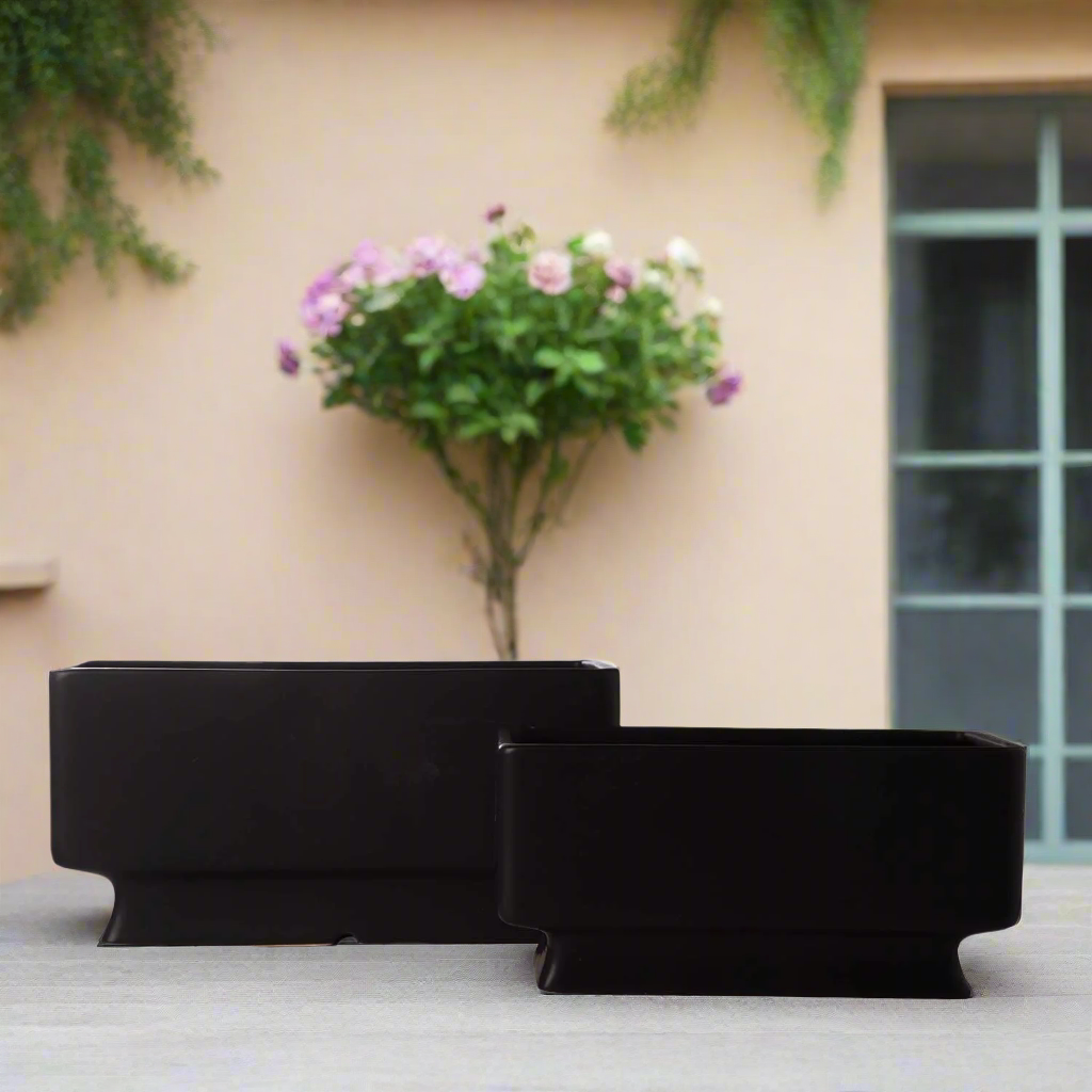 Cyra Ceramic Rectangle Planter Set (Set of 2)