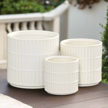 Perla Ceramic Round Planter Set (Set of 3)