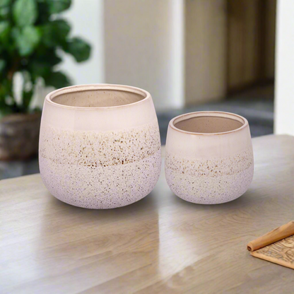 Arvell White Ceramic Pot Set (Set of 2)