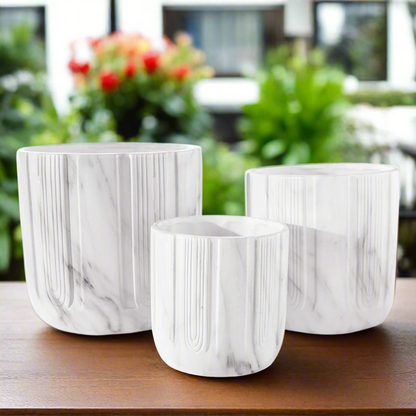 Davina Ceramic Round Planter Set (Set of 3)