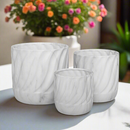 Loira Ceramic Round Planter Set (Set of 3)