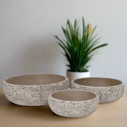 Orva Moss Green Cement Flower Pot Set (Set of 3)