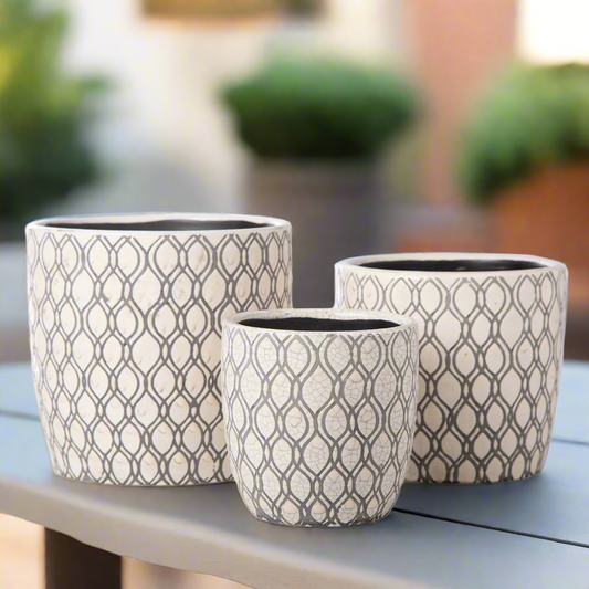 Orvanna Oval Symmetry Ceramic Planter Set (Set of 3)