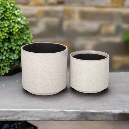 Ceyra White Stoneware Pot Set (Set of 2)
