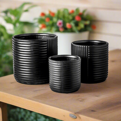 Paloma Ceramic Round Planter Set (Set of 3)