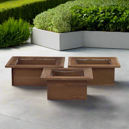 Ceynar Wooden Edge Square Planter Set (Set of 3)