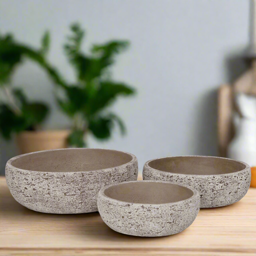 Orva Moss Green Cement Flower Pot Set (Set of 3)