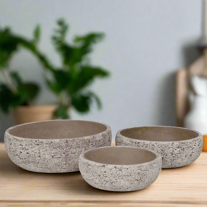 Orva Moss Green Cement Flower Pot Set (Set of 3)