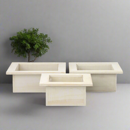 Ceynar Wooden Edge Square Planter Set (Set of 3)