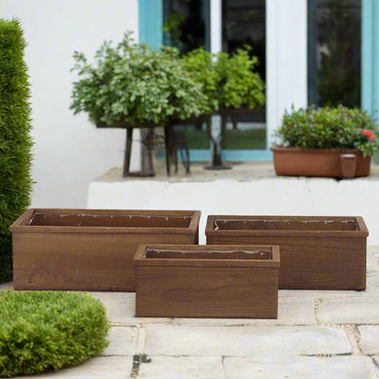 Elvian Wooden Rectangular Planter Set (Set of 3)
