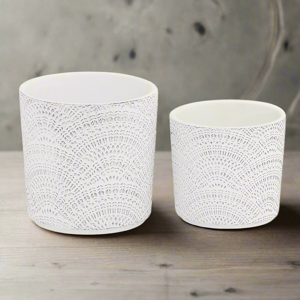 Selva Gray Cement Shell Texture Planter Set (Set of 2)