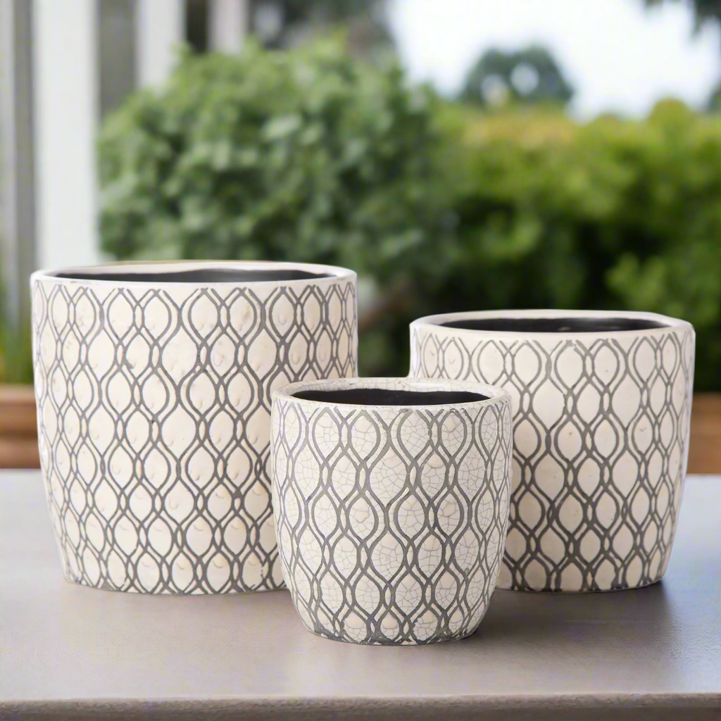 Orvanna Oval Symmetry Ceramic Planter Set (Set of 3)
