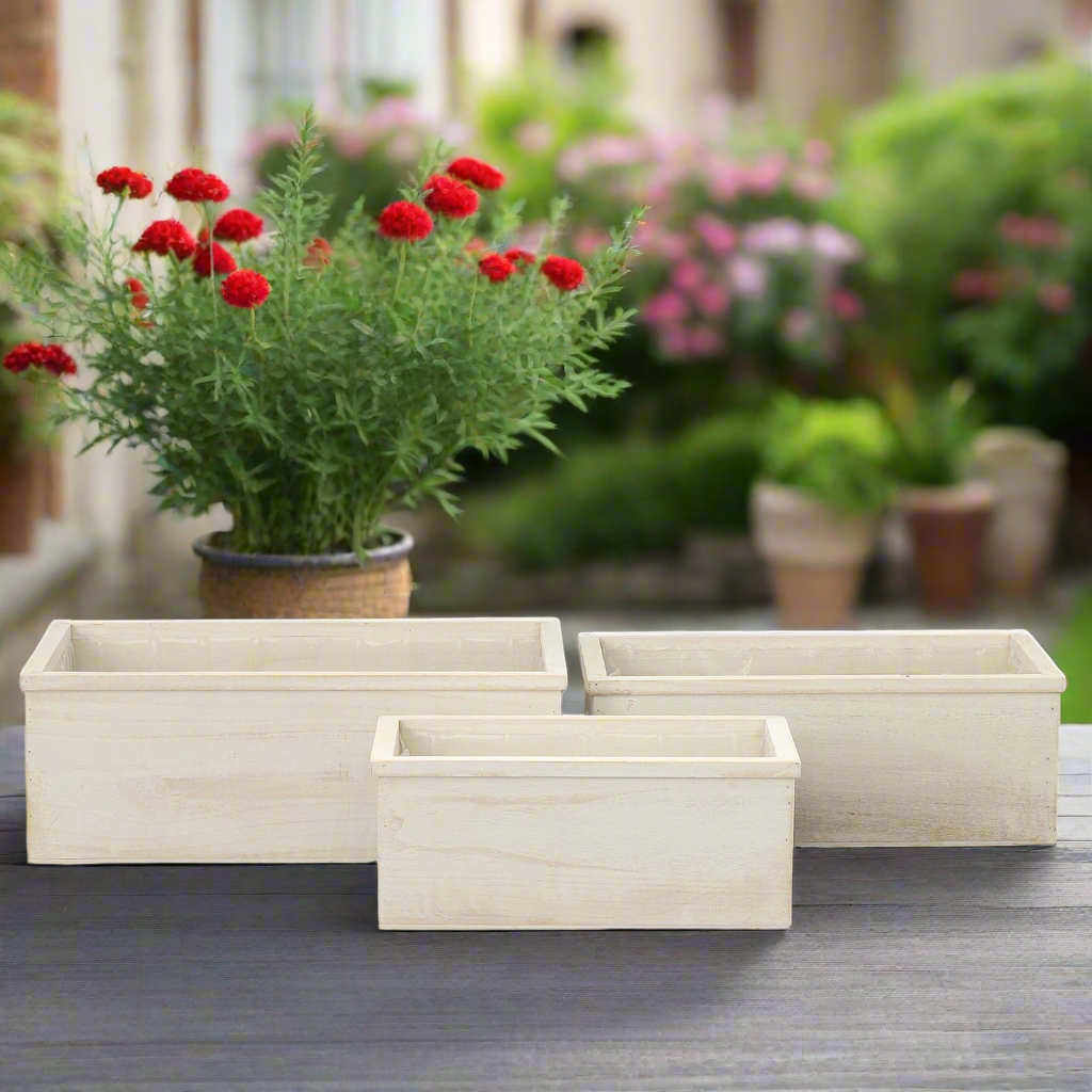 Elvian Wooden Rectangular Planter Set (Set of 3)