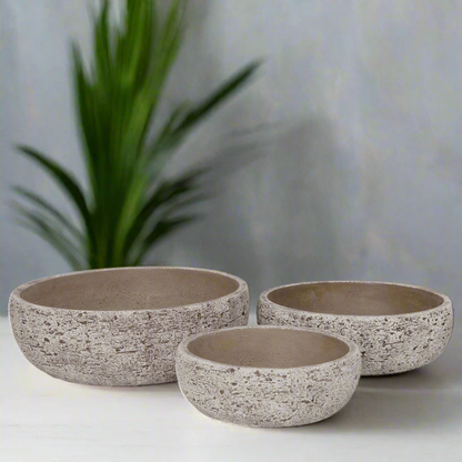 Orva Moss Green Cement Flower Pot Set (Set of 3)