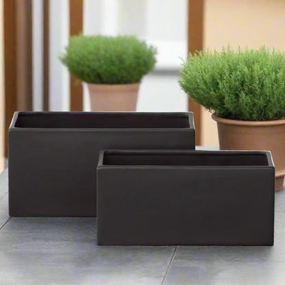 Zayre Rectangle Ceramic Planter Set (Set of 2)