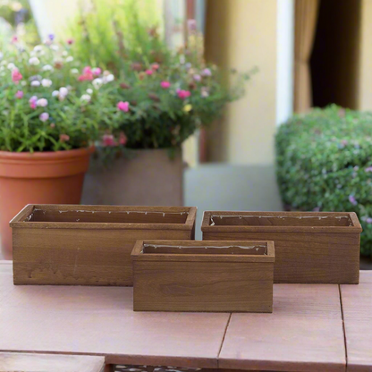 Elvian Wooden Rectangular Planter Set (Set of 3)