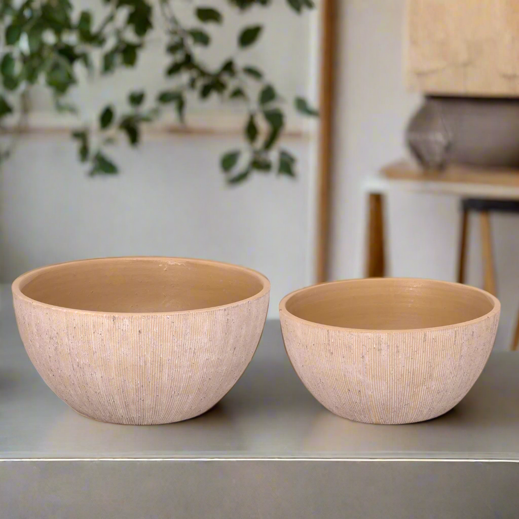Calvera Dark Khaki Terracotta Pot Set (Set of 2)