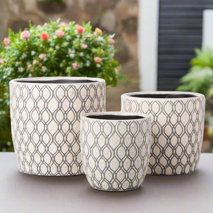 Orvanna Oval Symmetry Ceramic Planter Set (Set of 3)