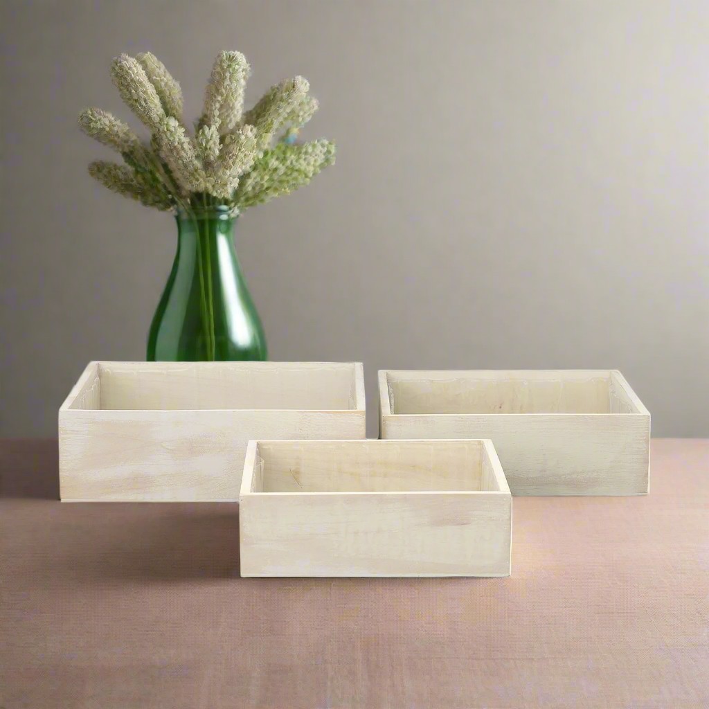 Arden Wooden Square Planter (Set of 3)