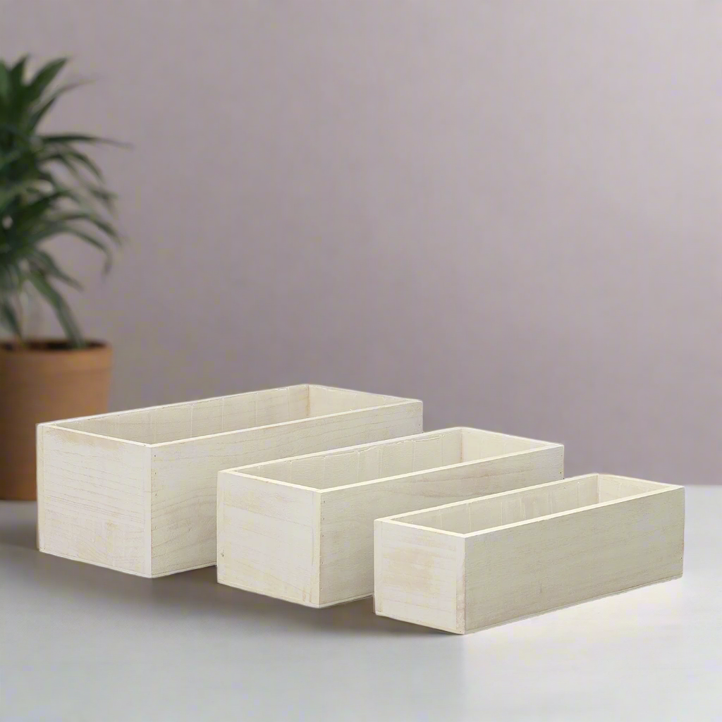 Linda Wooden Rectangular Planter Set (Set of 3)