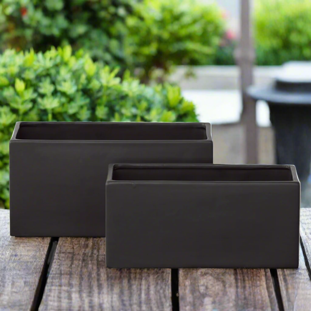 Zayre Rectangle Ceramic Planter Set (Set of 2)