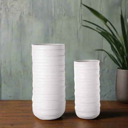 Helga Ceramic Patterned Round Vase Set (Set of 2)