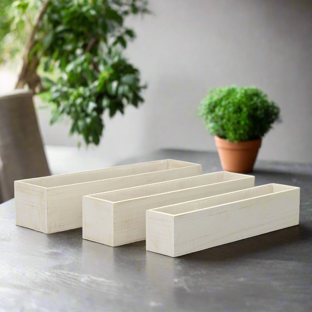 Soren Wooden Rectangular Planter Set (Set of 3)