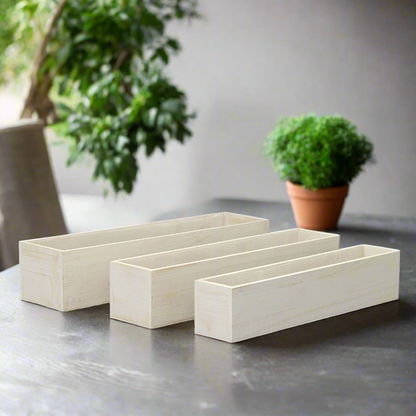 Soren Wooden Rectangular Planter Set (Set of 3)
