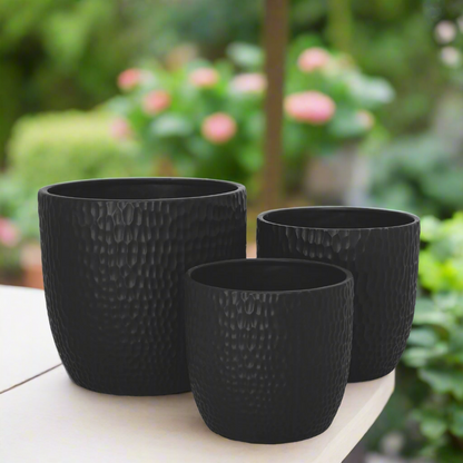 Faye Ceramic Round Planter Set (Set of 3)