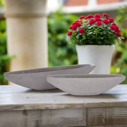 Darian Tapered Oval Cement Planter Set (Set of 2)