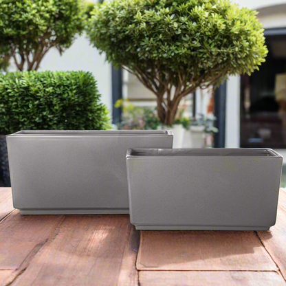 Deyra Tapered Rectangle Ceramic Planter Set (Set of 2)