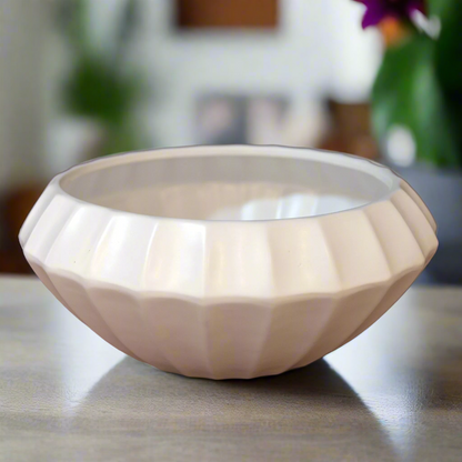 Arwyn White Ceramic Ripped Round Pot