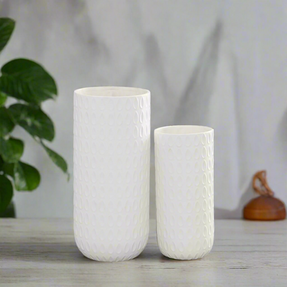 Helga Ceramic Patterned Round Vase Set (Set of 2)