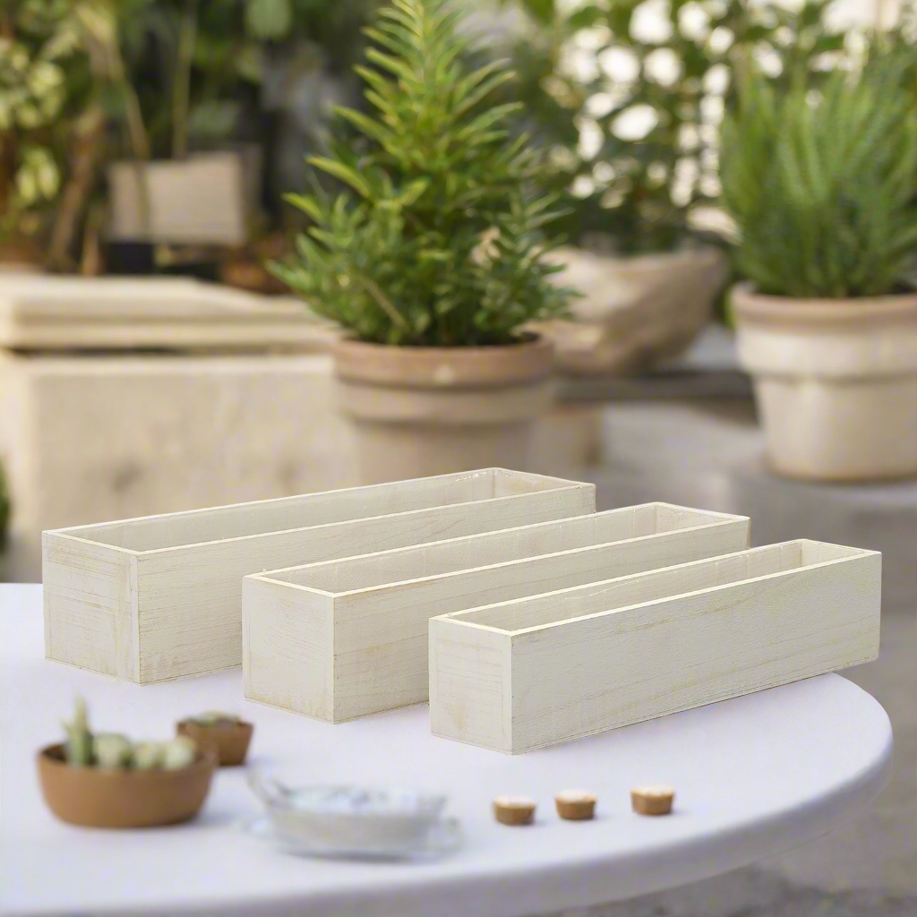 Soren Wooden Rectangular Planter Set (Set of 3)