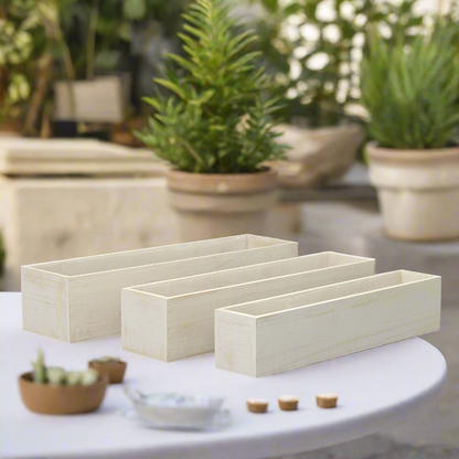 Soren Wooden Rectangular Planter Set (Set of 3)