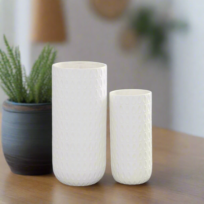 Helga Ceramic Patterned Round Vase Set (Set of 2)